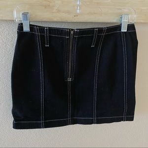 LF Carmar Black Solid Mini Skirt Zip Front